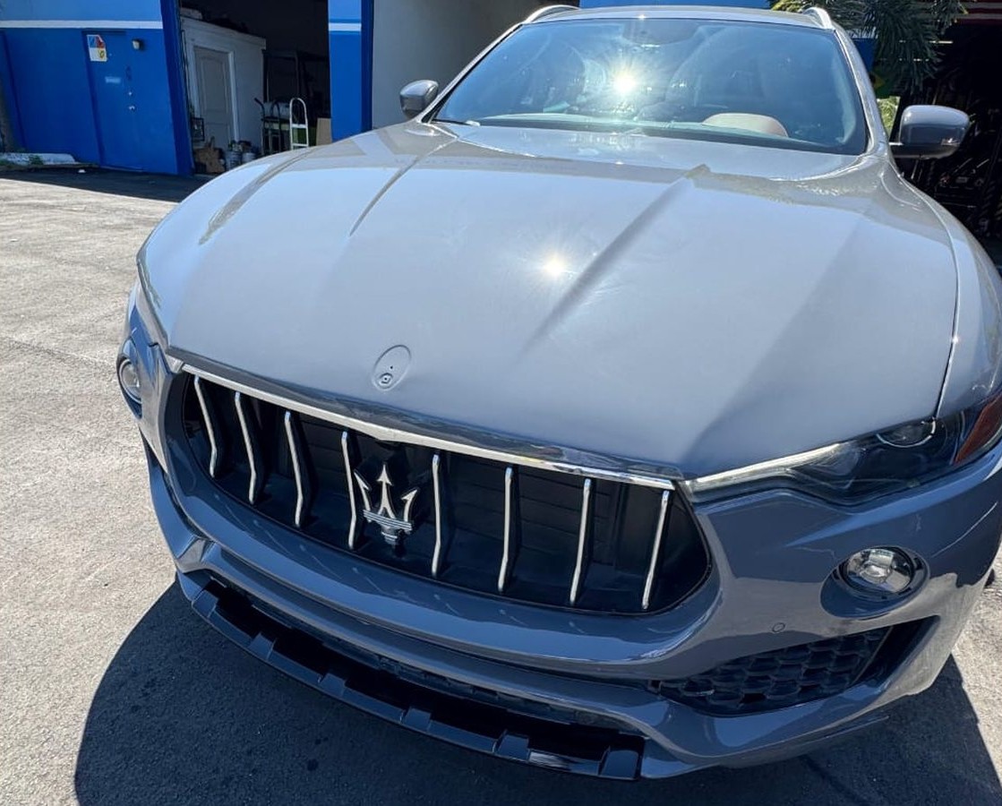 Same Maserati Levante refinished and delivered after front end repair in Pompano Beach FL